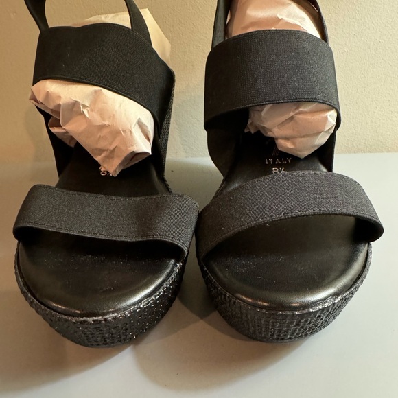 EUC worn once. Black detailed wedges from Italy. - Picture 3 of 6